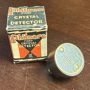Vintage Philmore Fixed Crystal Detector for Radio Cat. No. 100 in Original Box